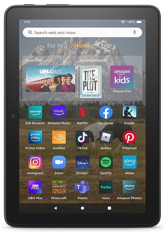 Amazon Fire HD 8 tablet, 8” HD Display, 32 GB, 30% faster processor, designed for portable entertainment, (2022 release), Black